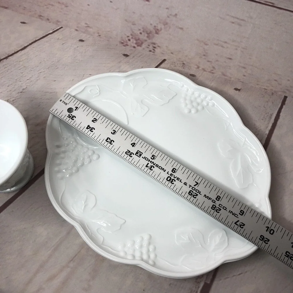 Indiana Colony Teacup Plate Luncheon Tray Milk Glass Harvest Grape Snack Set MCM